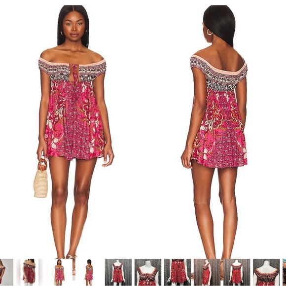 Free People NWT beautiful strawberry combo boho print tunic or dress size small - Picture 15 of 16